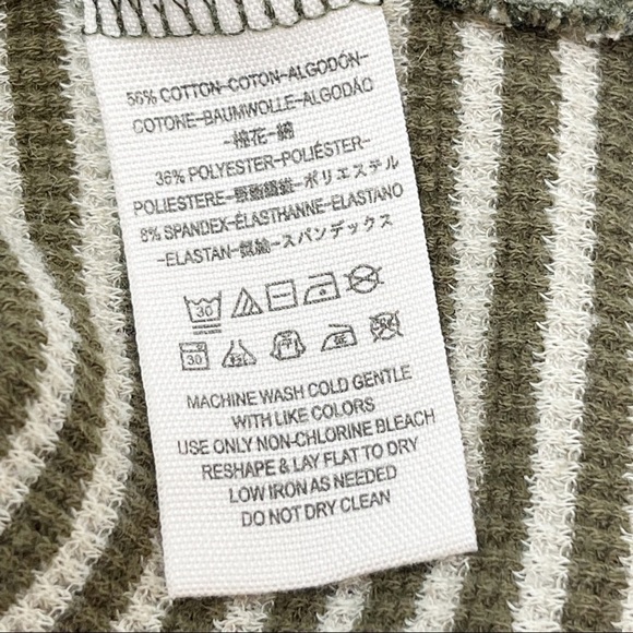 WE THE FREE PEOPLE Women’s Green Beige STARS & STRIPES Thermal Top Long Sleeve M - Picture 7 of 8